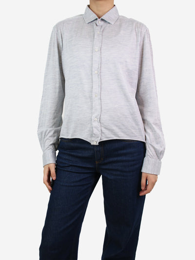 Grey cropped silk-blend shirt - size M Tops Brunello Cucinelli 