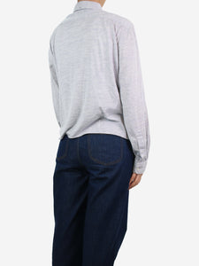 Brunello Cucinelli Grey cropped silk-blend shirt - size M