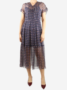 See By Chloe Blue sheer printed midi dress - size UK 8