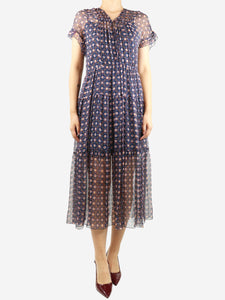 See By Chloe Blue sheer printed midi dress - size UK 8