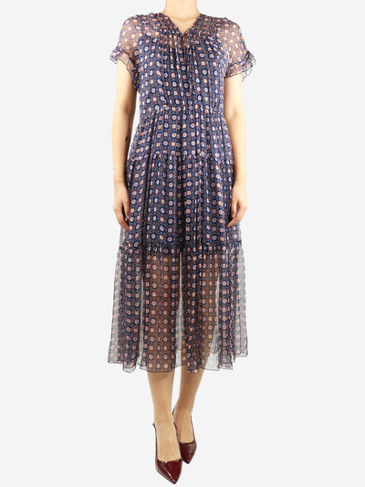 Blue sheer printed midi dress - size UK 8 Dresses See By Chloe 