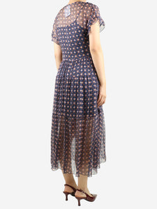 See By Chloe Blue sheer printed midi dress - size UK 8