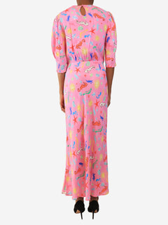Pink printed crepe midi dress - size UK 6 Dresses Rixo 