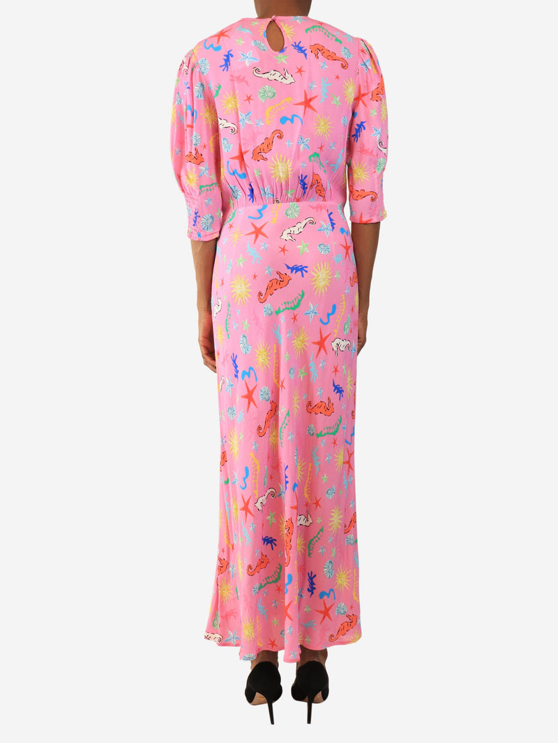 Pink printed crepe midi dress - size UK 6 Dresses Rixo 