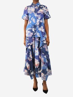 Blue floral cotton-poplin shirt and skirt set - size UK 6 Sets Erdem 