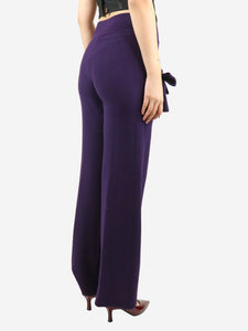 Sonia Rykiel Purple bow-detail knit trousers - size UK 8