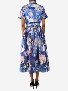 Blue floral cotton-poplin shirt and skirt set - size UK 6 Sets Erdem 