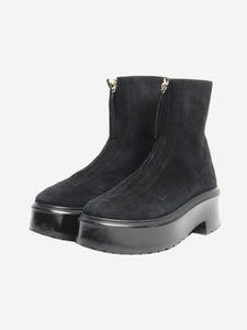 The Row Black suede zip-up platform boots - size EU 38