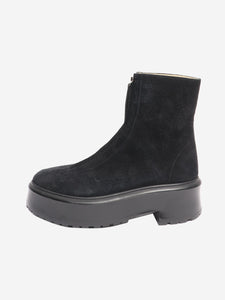 The Row Black suede zip-up platform boots - size EU 38