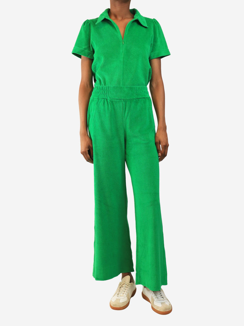 Green towelling top and trousers two piece set - size UK 8 Sets ME+EM 