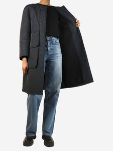 Dries Van Noten Navy quilted coat - size UK 10