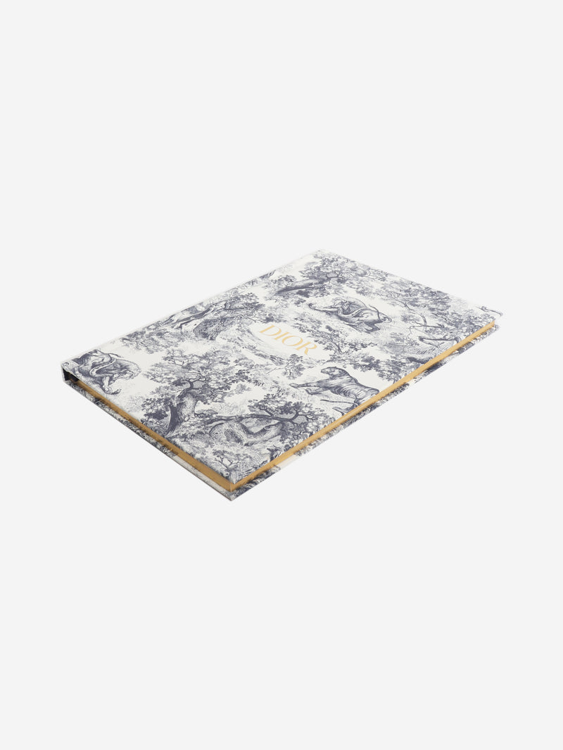 Blue and white A5 lined notebook