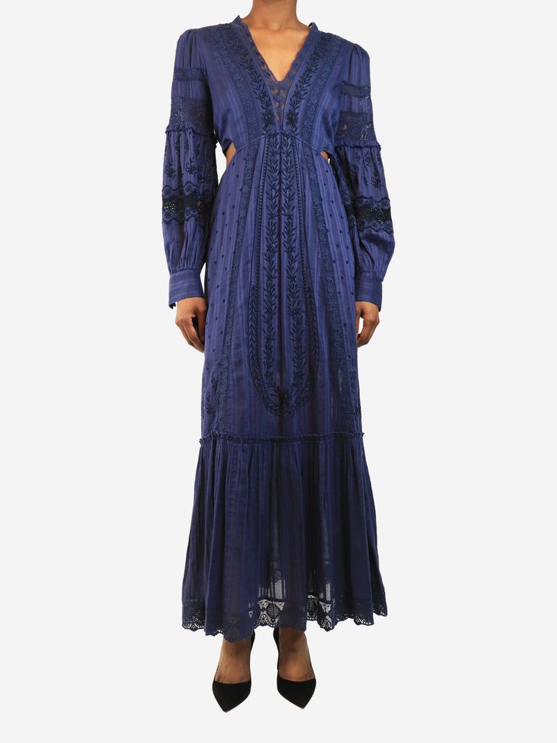 Navy lace stripe maxi dress - size S Dresses Love Shack Fancy 