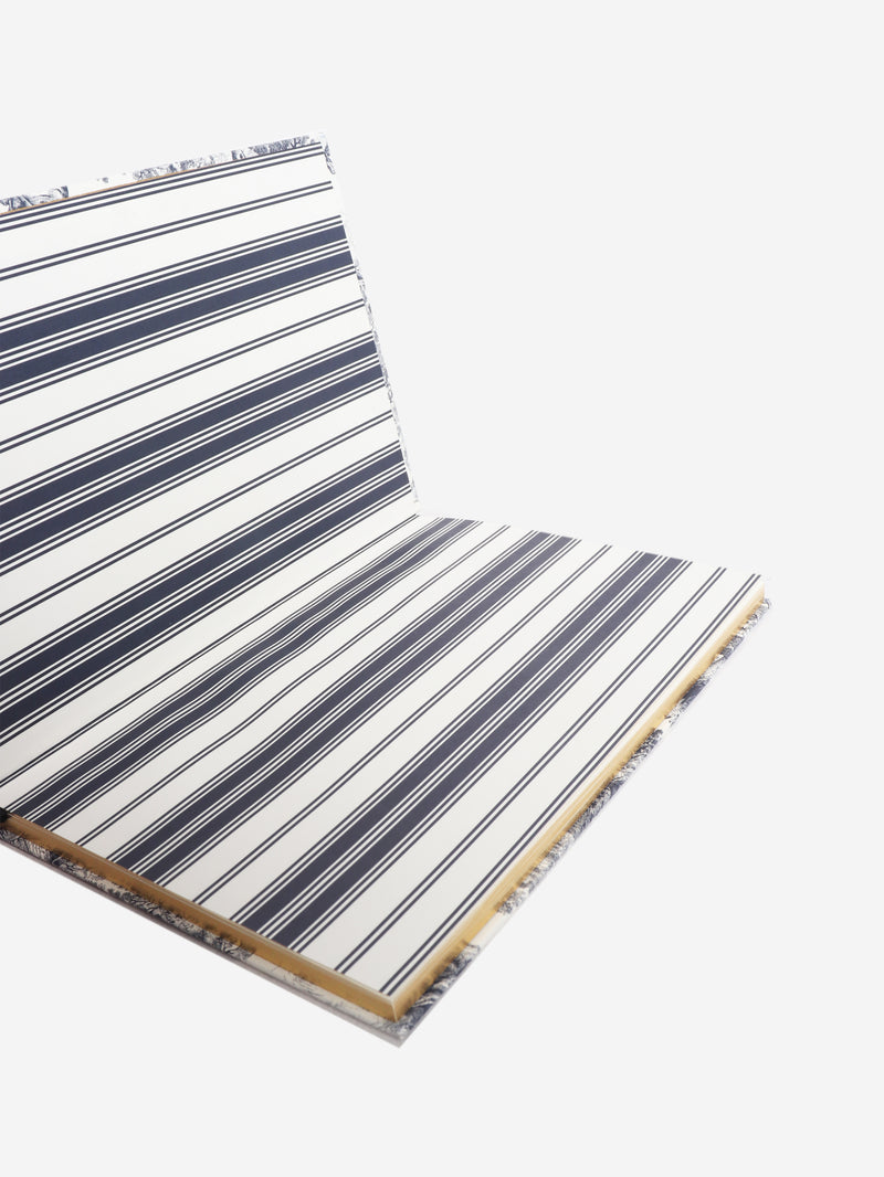 Blue and white A5 lined notebook