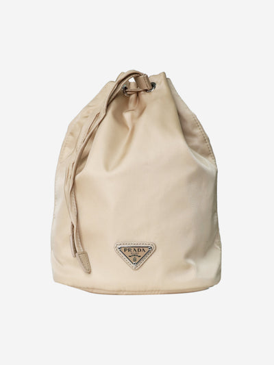 Beige nylon bucket pouch Top Handle Bags Prada 