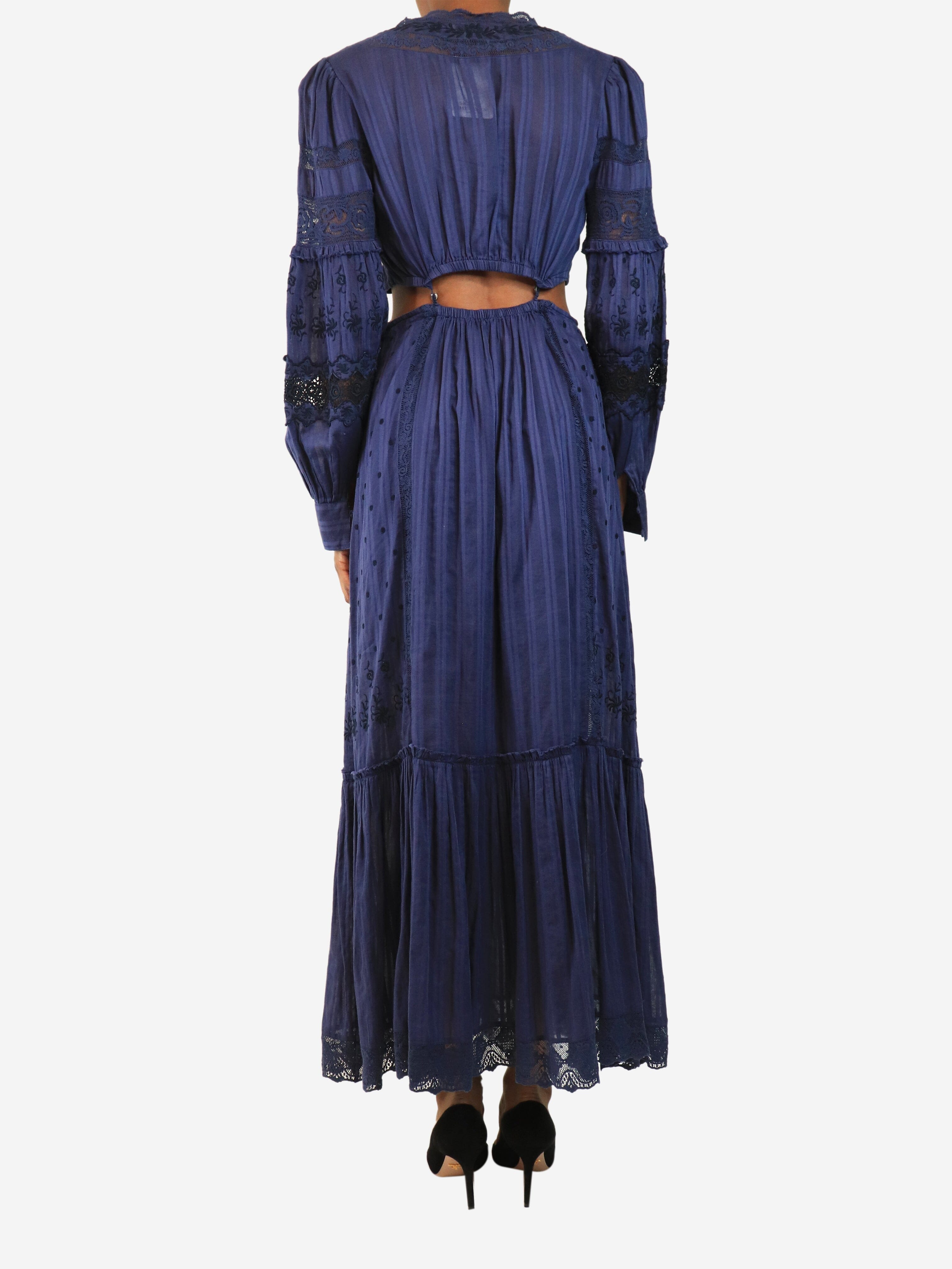 Navy lace stripe maxi dress - size S Dresses Love Shack Fancy 