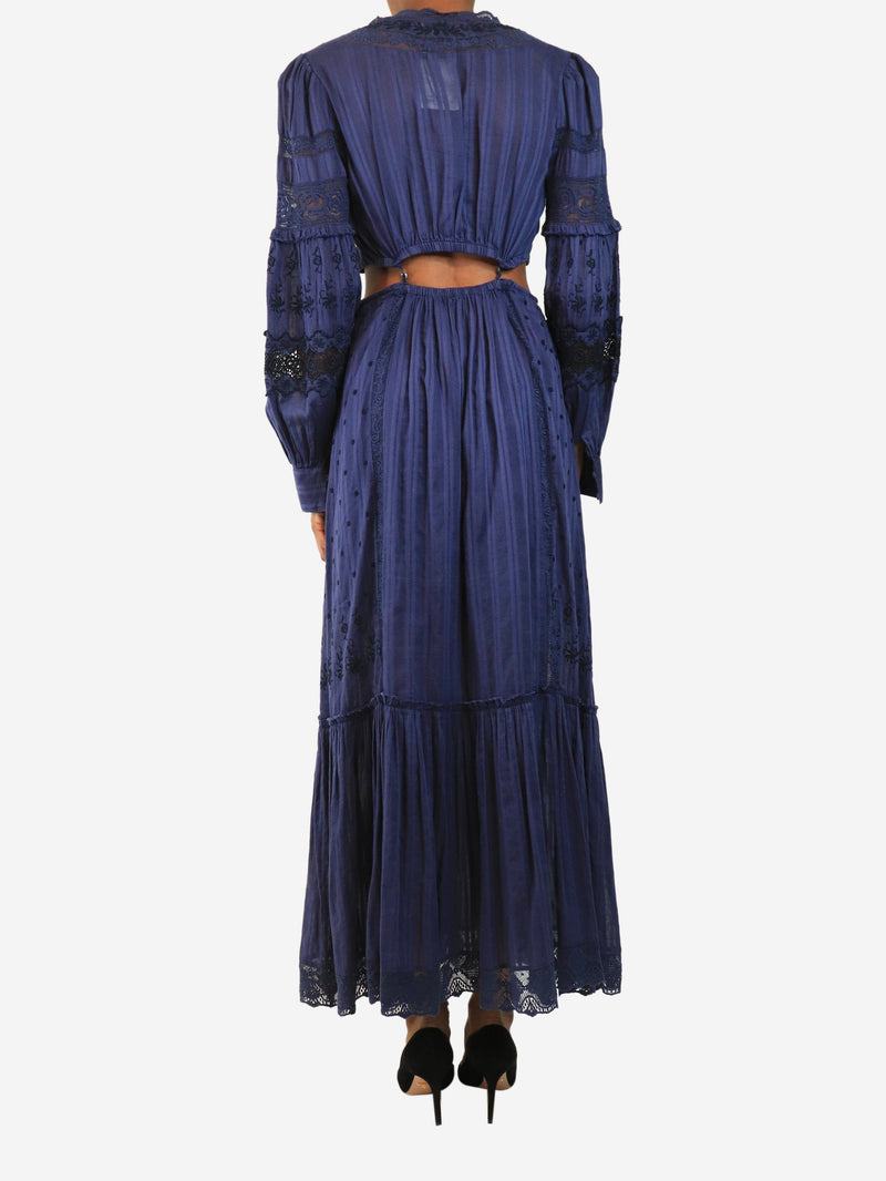 Navy lace stripe maxi dress - size S Dresses Love Shack Fancy 
