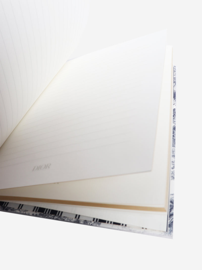 Blue and white A5 lined notebook