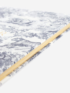 Blue and white A5 lined notebook