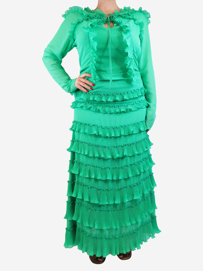 Green ruffle tiered maxi dress - size UK 12 Dresses Capucci 