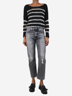 Black striped mohair-blend jumper - size XS Knitwear Saint Laurent 