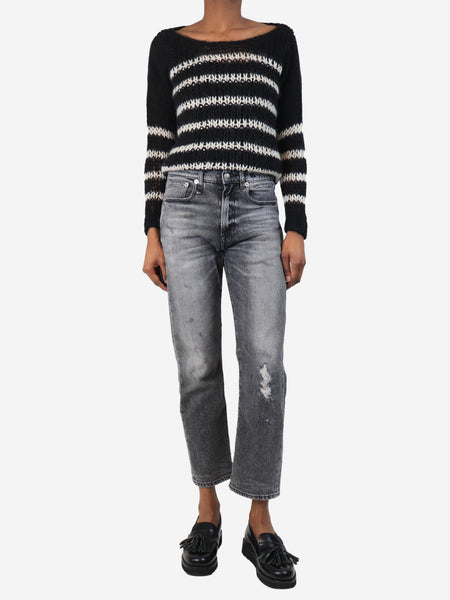 Black striped mohair-blend jumper - size XS alternate image