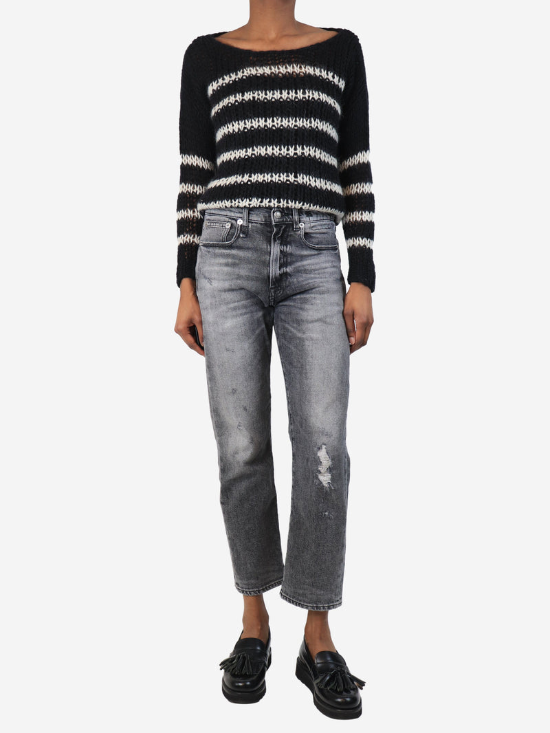 Black striped mohair-blend jumper - size XS Knitwear Saint Laurent 