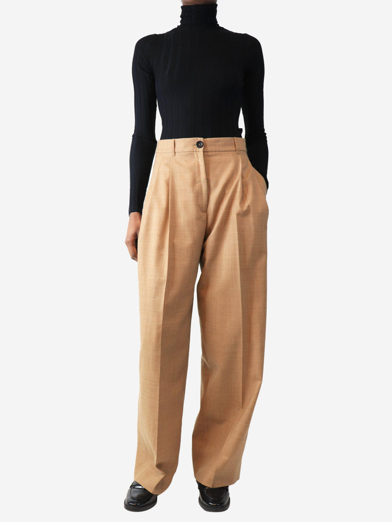 Biscuit pleat-front trousers - size UK 6 Trousers ME+EM 