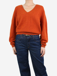 Khaite Rust orange cashmere v-neck jumper - size S