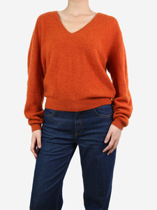 Khaite Rust orange cashmere v-neck jumper - size S