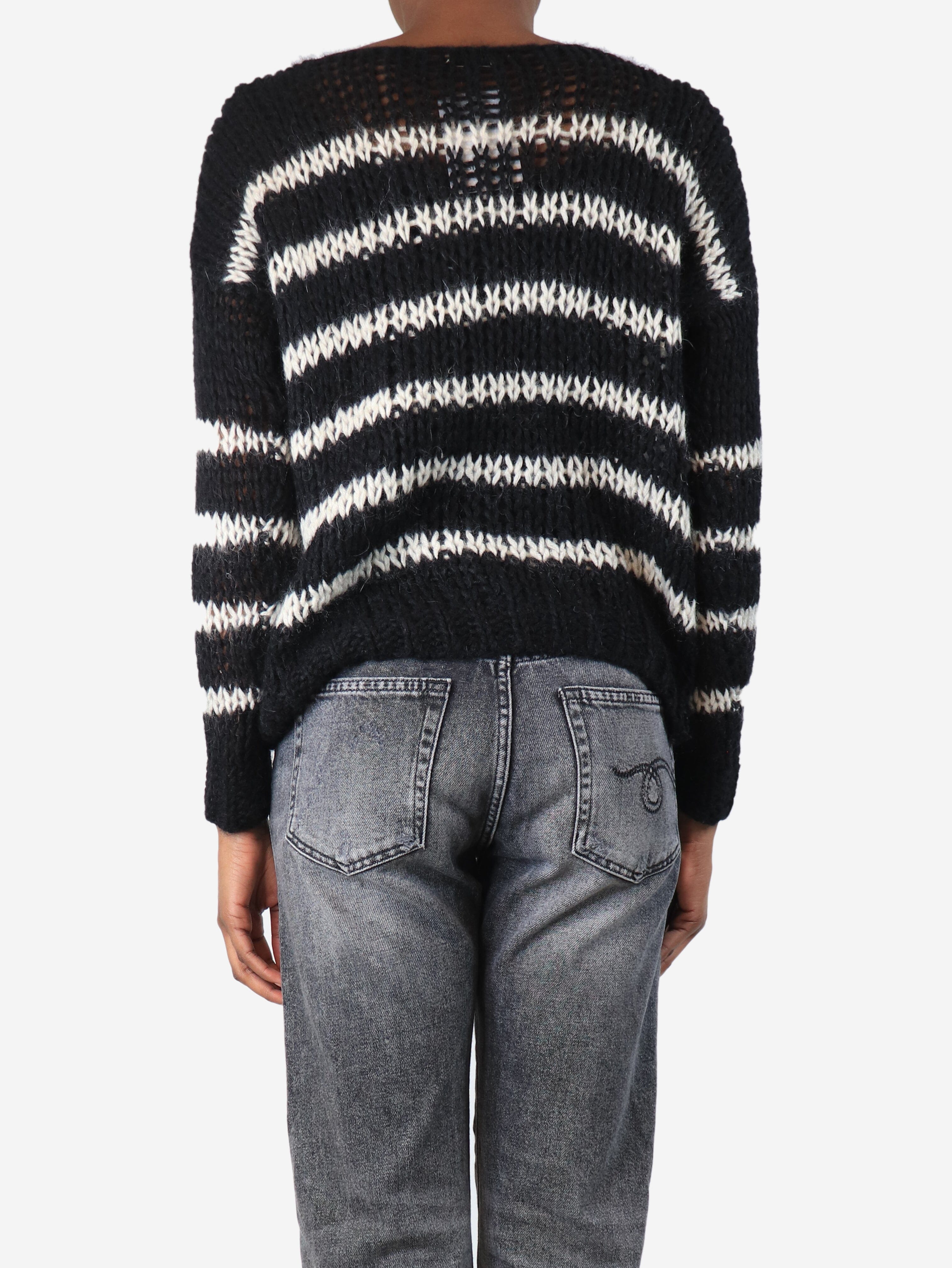 Black striped mohair-blend jumper - size XS Knitwear Saint Laurent 