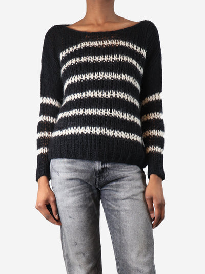 Black striped mohair-blend jumper - size XS Knitwear Saint Laurent 