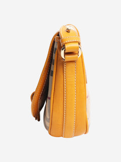 Burberry Brown BURBERRY Nova Check Shoulder Bag PVC Leather Beige Gold Yellow Brown Auth 95338 - size Burberry 