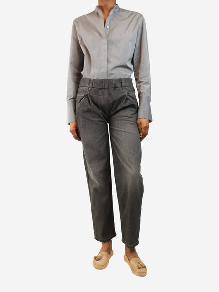 Dark grey elasticated jeans - size UK 8 alternate image