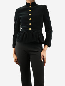 Celine Black velvet peplum jacket - size UK 6