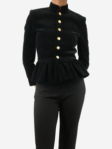 Celine Black velvet peplum jacket - size UK 6