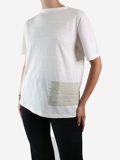 White embroidered detail t-shirt - size UK 8 Tops Fabiana Filippi 