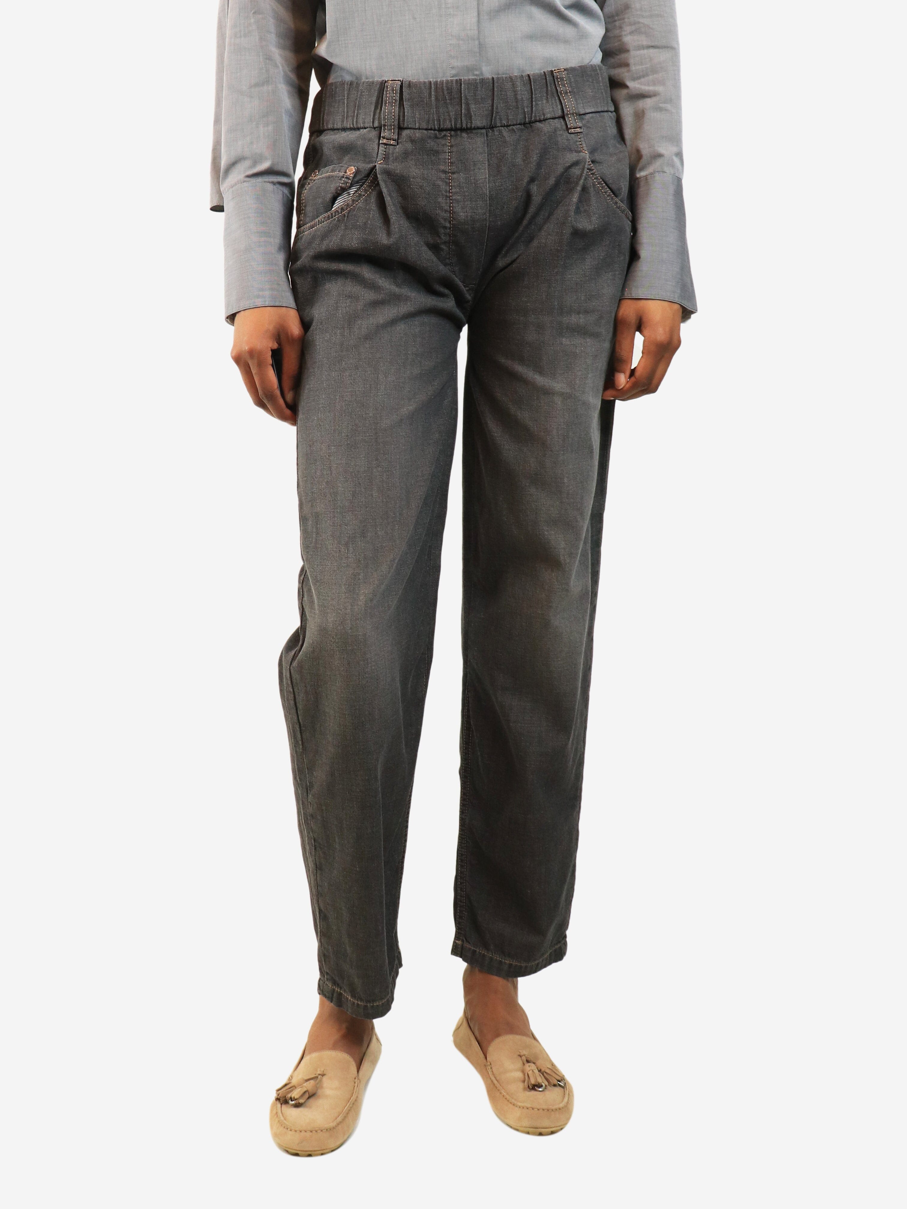 Dark grey elasticated jeans - size UK 8 Denim Brunello Cucinelli 