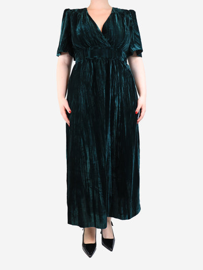 Green velvet maxi dress - size UK 14 Dresses Cefinn 