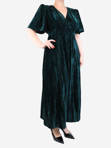 Cefinn Green velvet maxi dress - size UK 14
