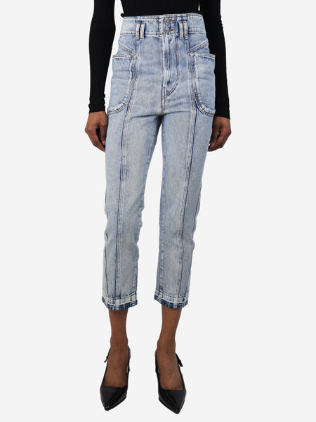 Blue bleached panel jeans - size UK 6 product image
