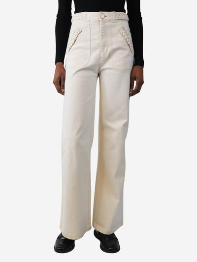 Ivory wide-leg jeans - size UK 8 Trousers Masscob 