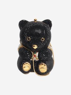 Black crystal-embellished bear clutch Clutch bags Judith Leiber 
