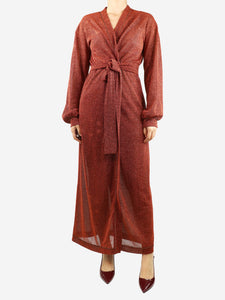 Oseree Orange lurex belted robe - One size