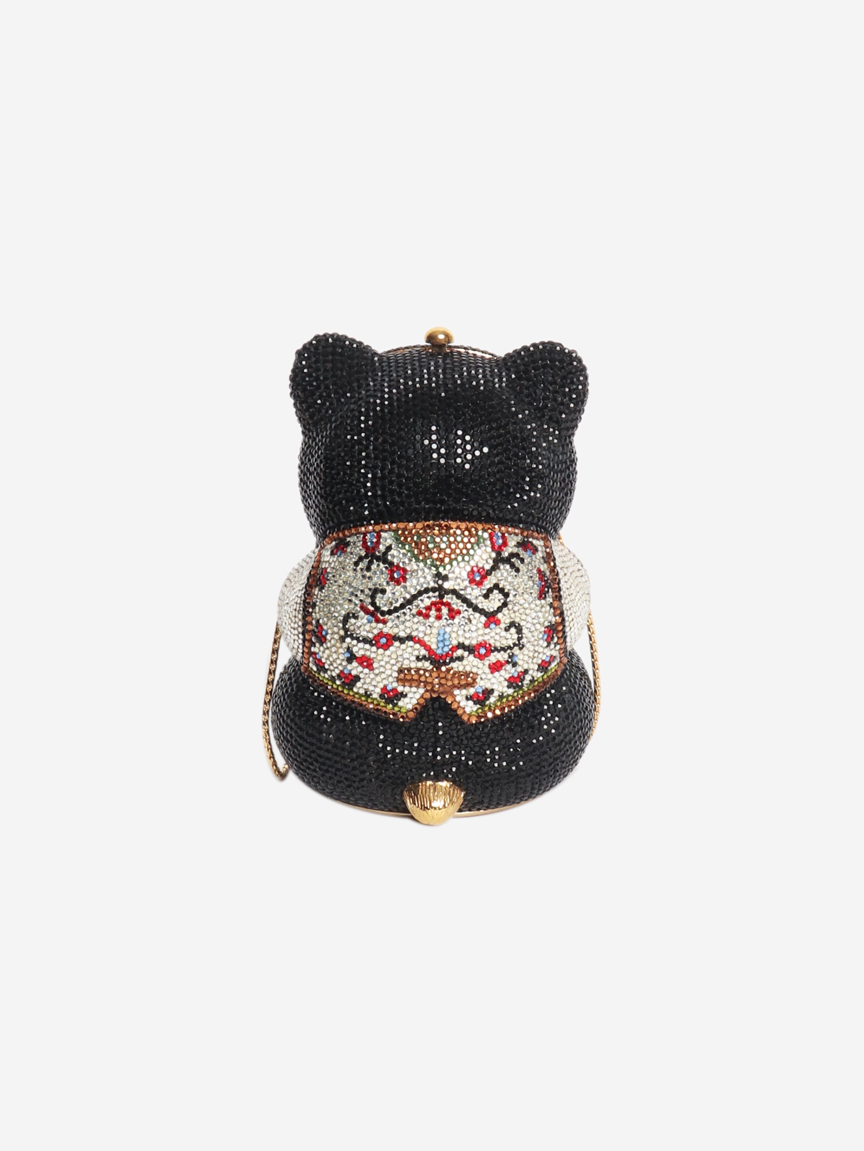 Black crystal-embellished bear clutch Clutch bags Judith Leiber 