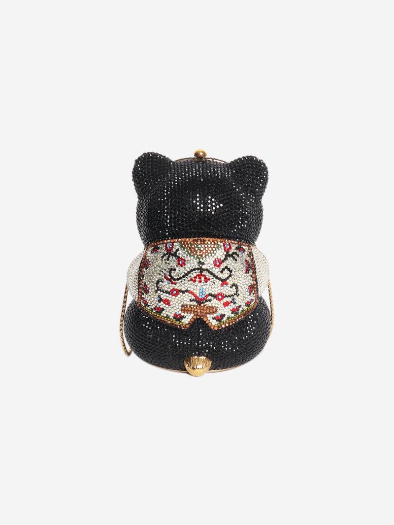 Black crystal-embellished bear clutch Clutch bags Judith Leiber 