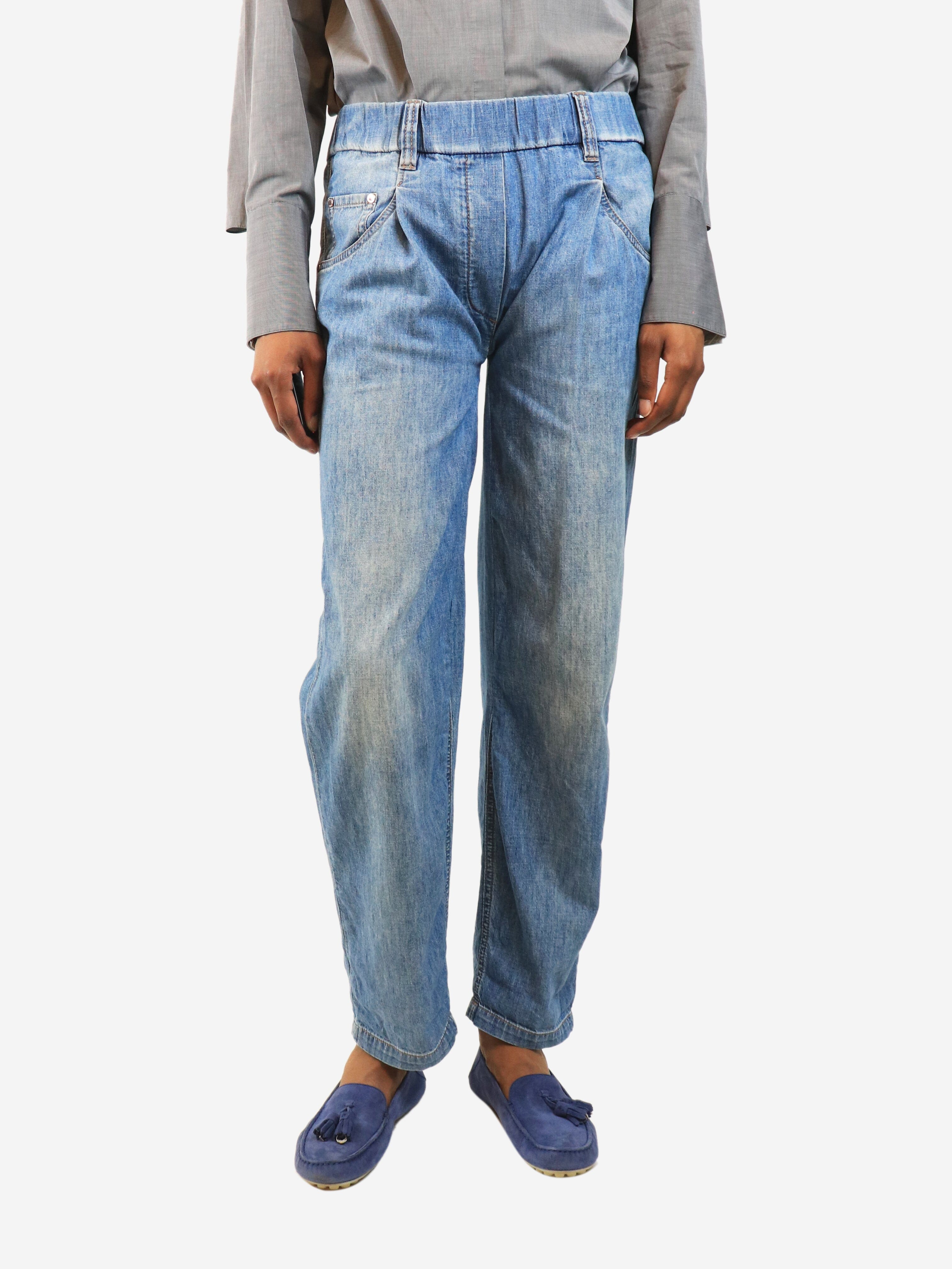 Blue elasticated jeans - size UK 8 Denim Brunello Cucinelli 