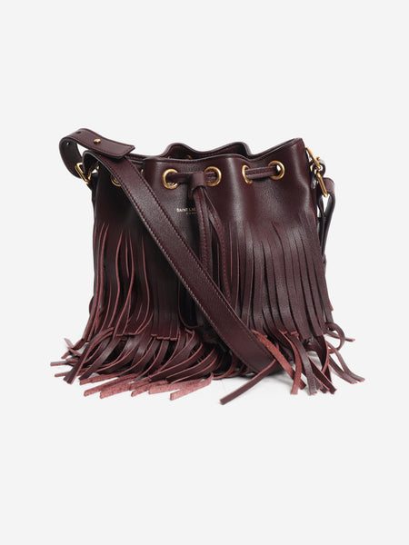 Burgundy fringed Emmanuelle bucket bag product image