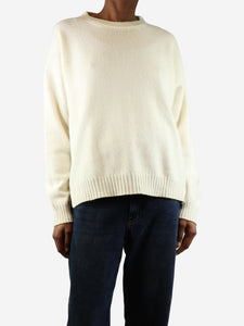 The Row Cream wool-blend crewneck jumper - size XS