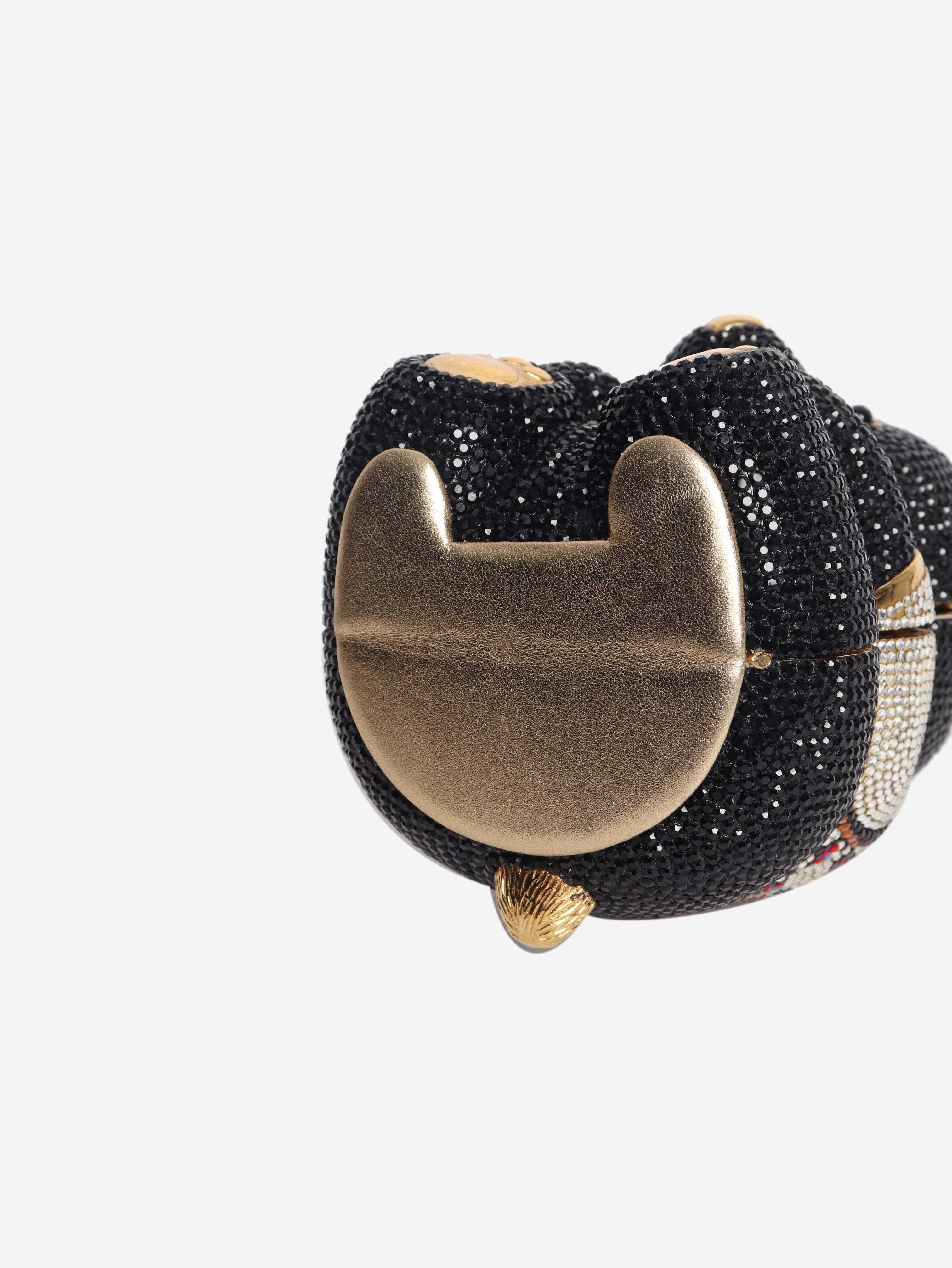 Black crystal-embellished bear clutch Clutch bags Judith Leiber 